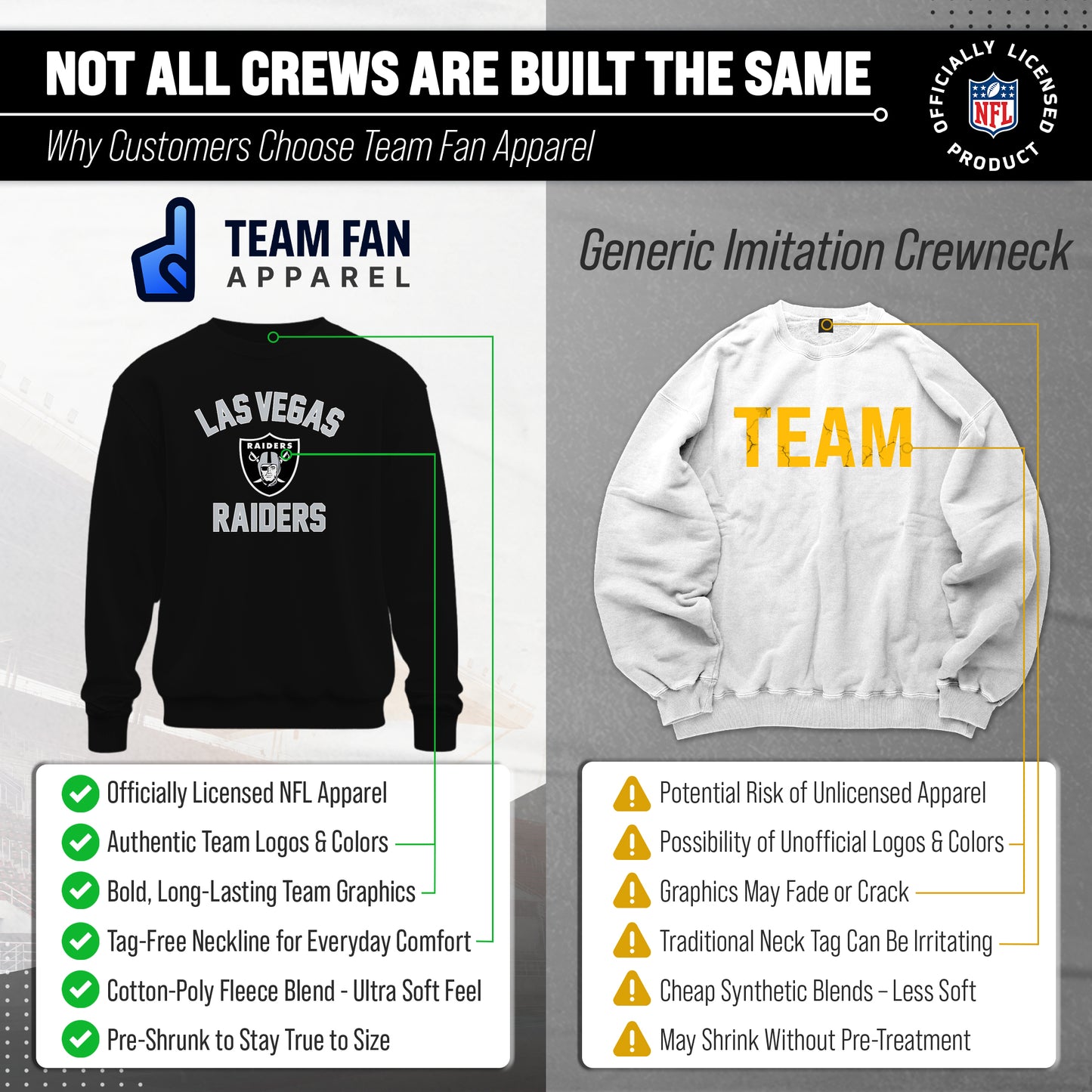 Las Vegas Raiders NFL Adult Gameday Football Crewneck Sweatshirt - Black