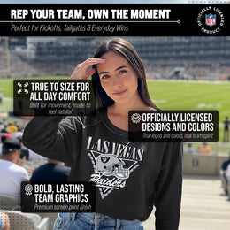 Las Vegas Raiders NFL Womens Retro Triangle French Terry Slouchy Top- Raglan Sleeves - Heather Charcoal