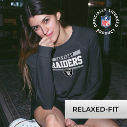Las Vegas Raiders NFL Womens Team Block French Terry Slouchy Top - Charcoal