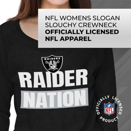 Las Vegas Raiders NFL Womens Team Slogan Crew Neck - Black