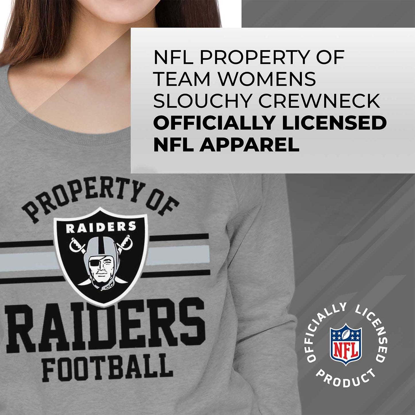 Las Vegas Raiders NFL Womens Plus Size Property of Lightweight Crew Neck - Sport Gray