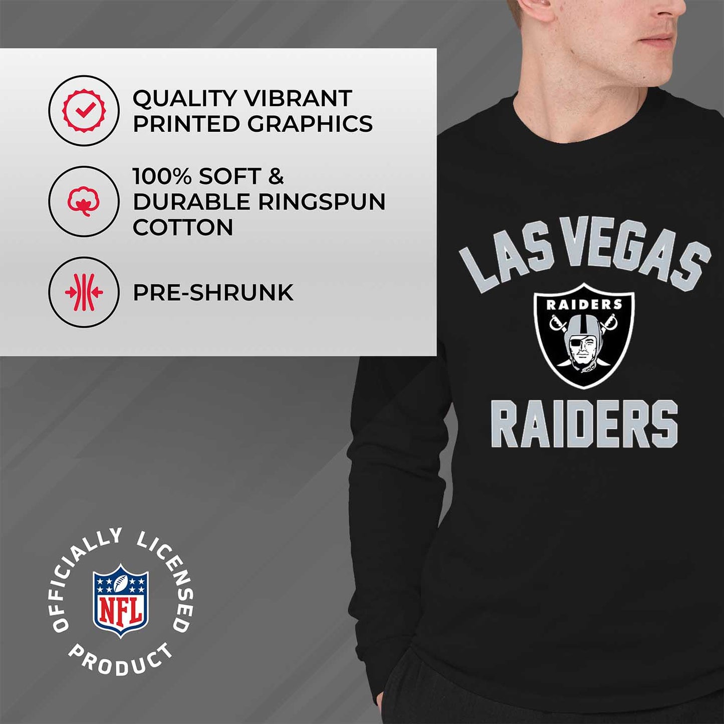 Las Vegas Raiders NFL Gameday Adult Long Sleeve Shirt - Black