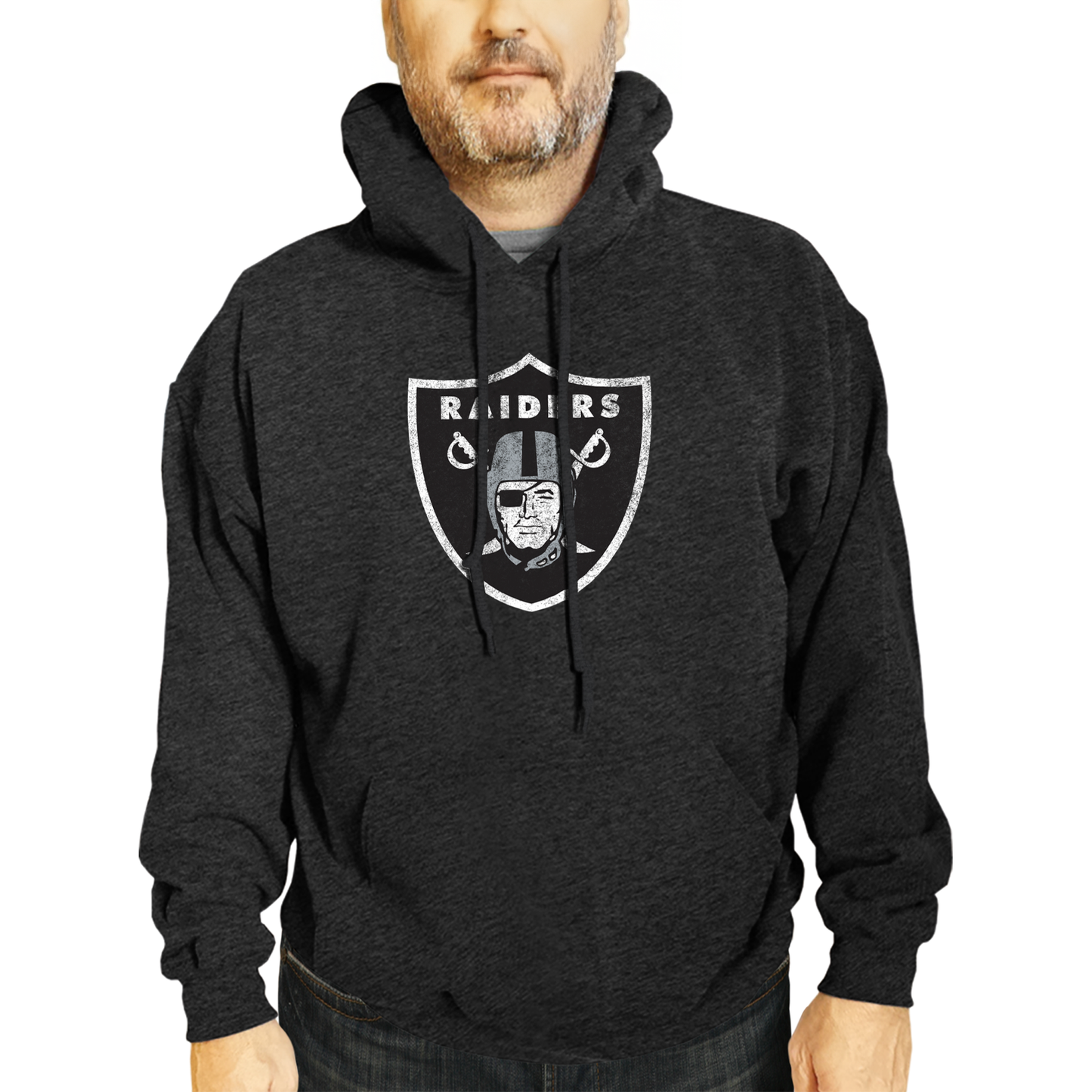 Las Vegas Raiders NFL Adult Unisex Modern Throwback Ultra Soft Fleece Hooded Sweatshirt - Black