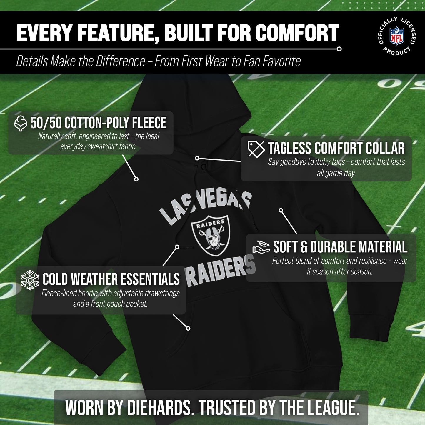 Las Vegas Raiders Team Fan Apparel NFL  Gameday Hoodie - Black