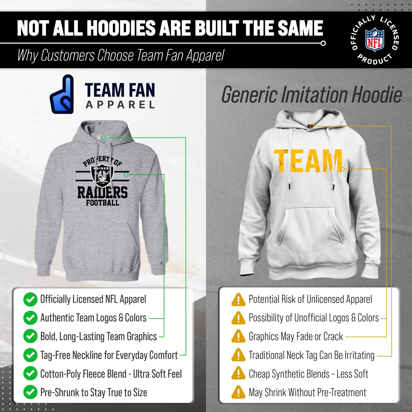Las Vegas Raiders NFL Adult Property Of Hooded Sweatshirt - Sport Gray