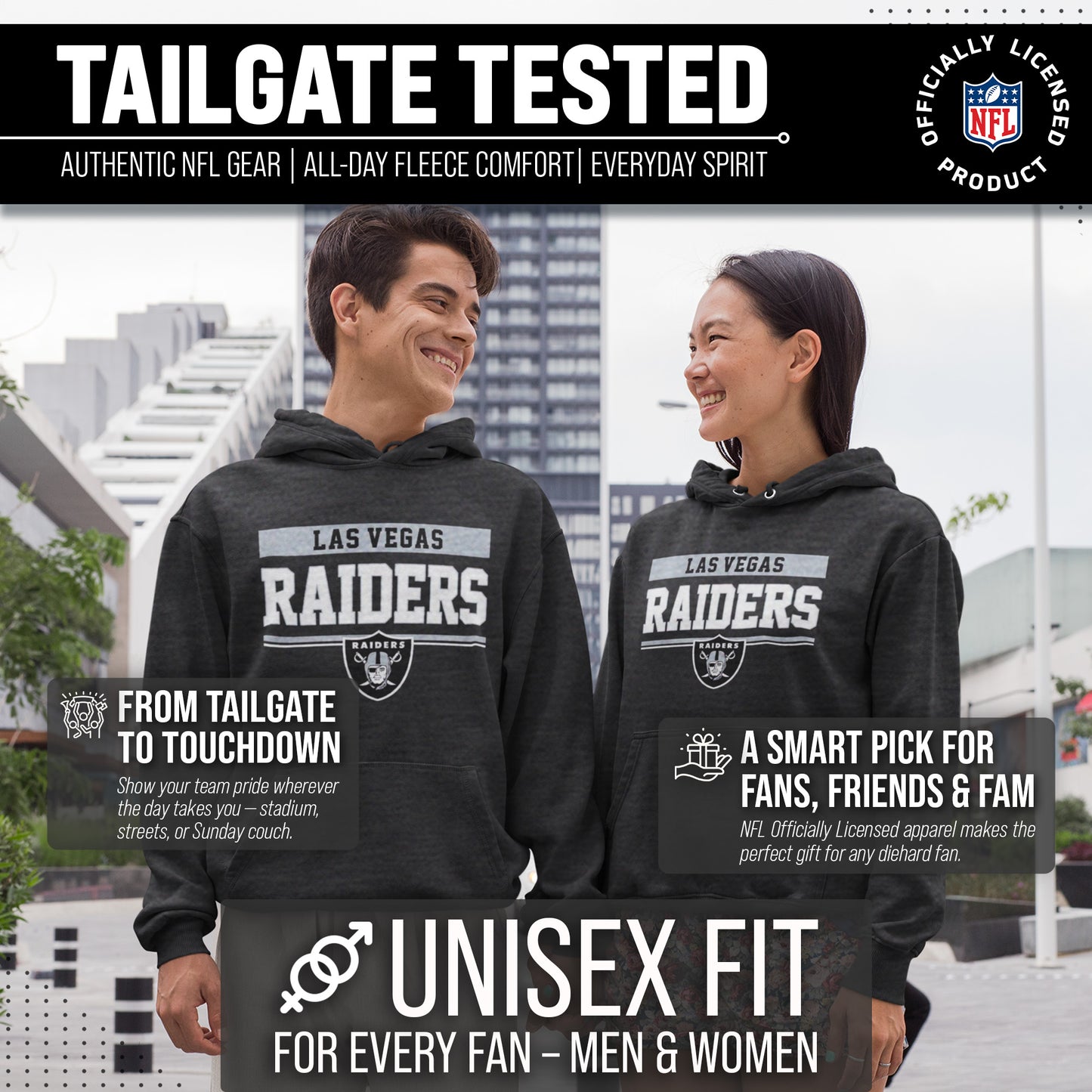 Las Vegas Raiders NFL Adult Gameday Charcoal Hooded Sweatshirt - Charcoal