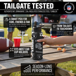 Las Vegas Raiders NFL 34oz Quencher Stainless Steel Insulated Water Bottle - Black
