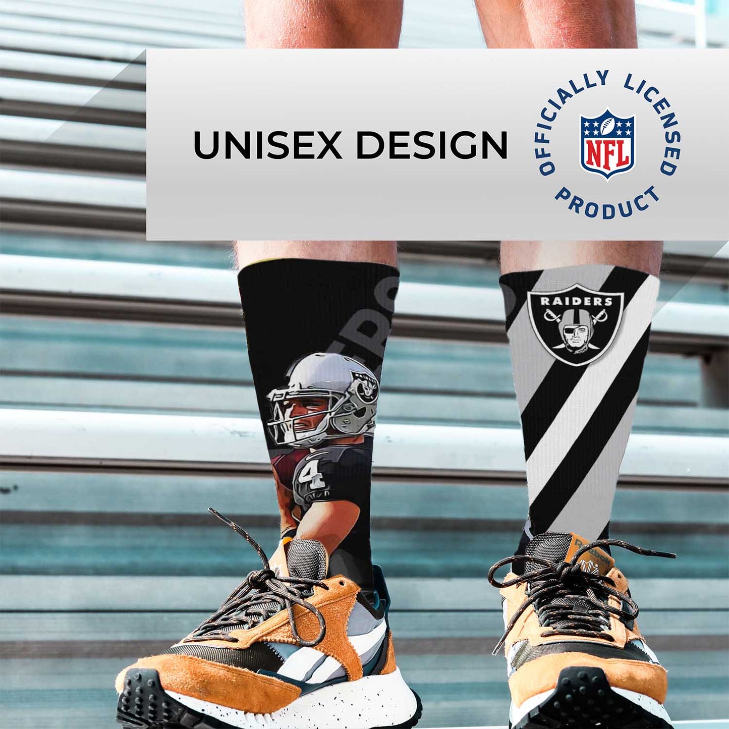 Las Vegas Raiders NFL Adult Player Stripe Sock - Black
