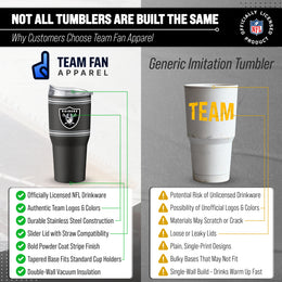 Las Vegas Raiders  30 oz Stripe Powder Coat Tumbler | NFL Stainless - Black