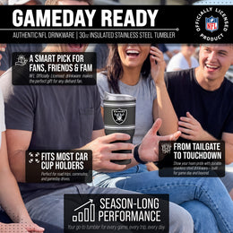 Las Vegas Raiders  30 oz Stripe Powder Coat Tumbler | NFL Stainless - Black
