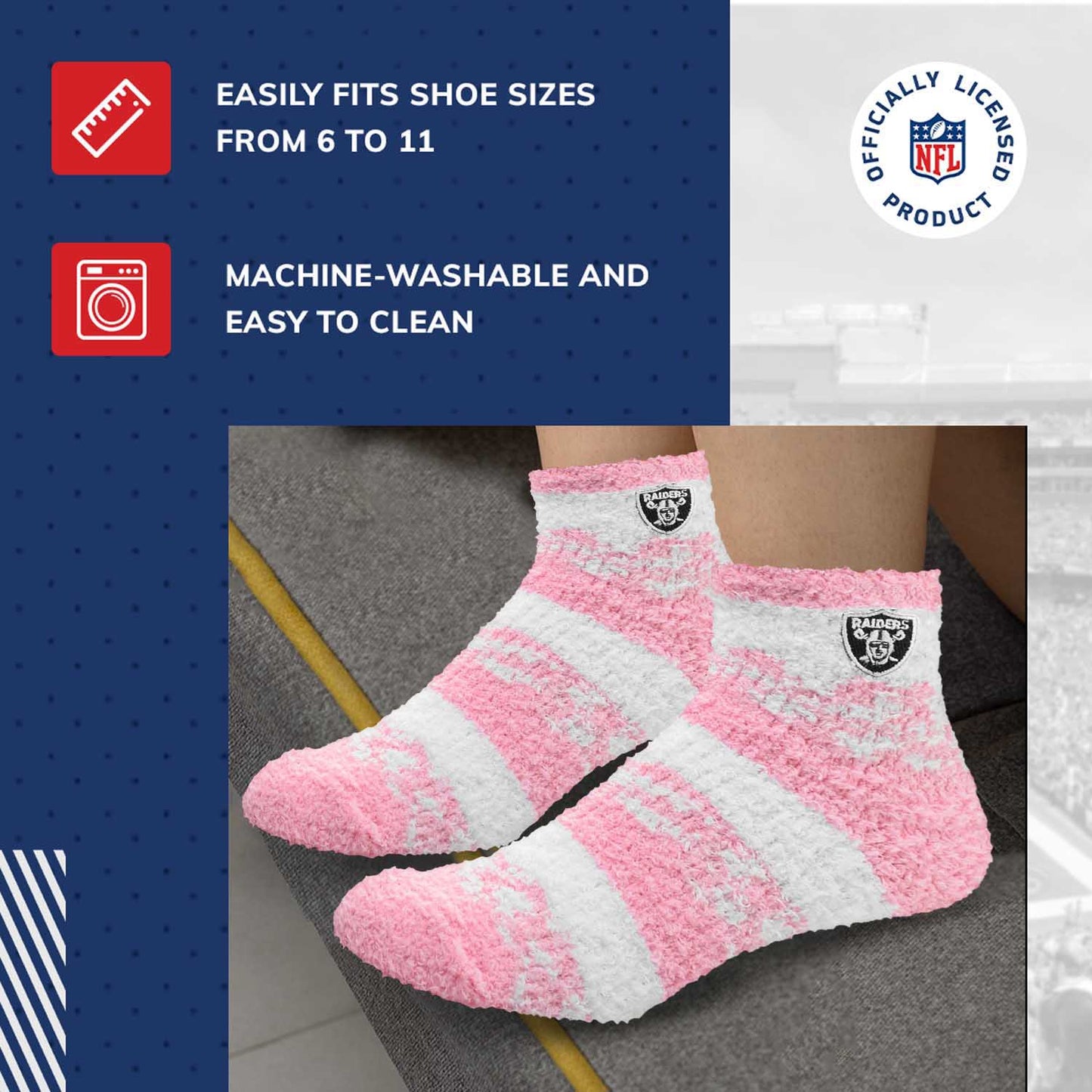 Las Vegas Raiders NFL Cozy Soft Slipper Socks - Pink