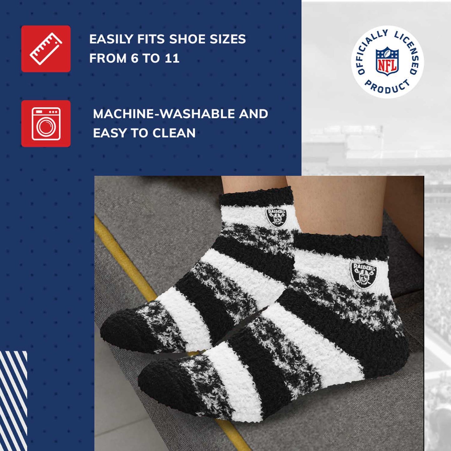 Las Vegas Raiders NFL Cozy Soft Slipper Socks - Black