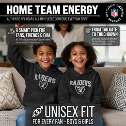Las Vegas Raiders NFL Youth Home Team Hoodie- Kids Hooded Sweatshirt - Black
