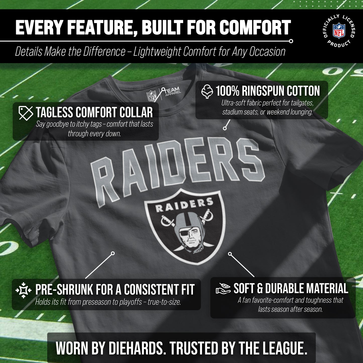 Las Vegas Raiders NFL Home Team Tee - Gray