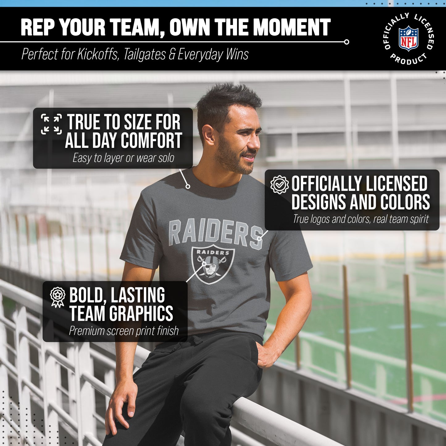 Las Vegas Raiders NFL Home Team Tee - Gray