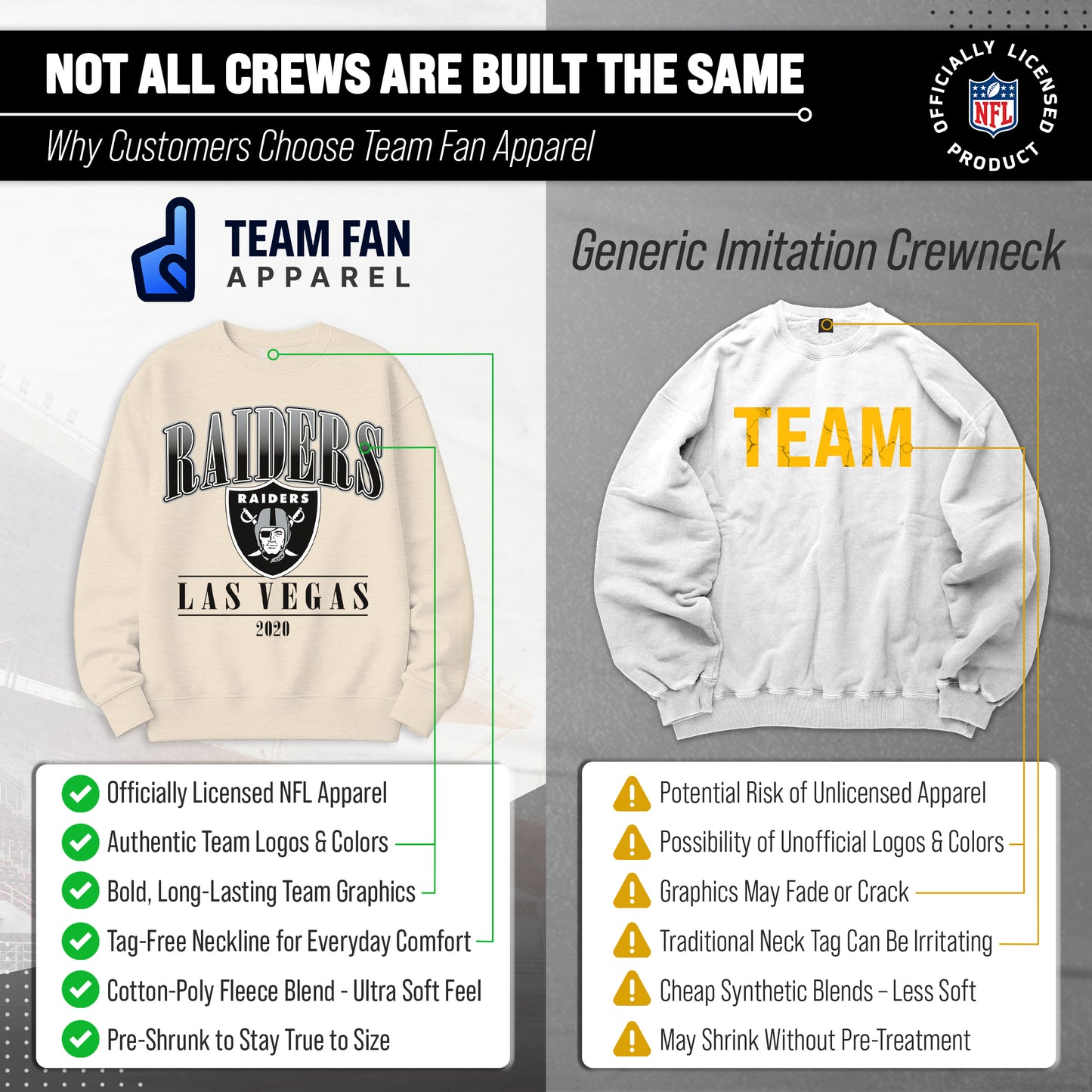 Las Vegas Raiders Womens NFL Starstruck Crewneck Pullover - Cream