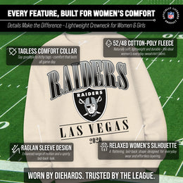 Las Vegas Raiders Womens NFL Starstruck Crewneck Pullover - Cream