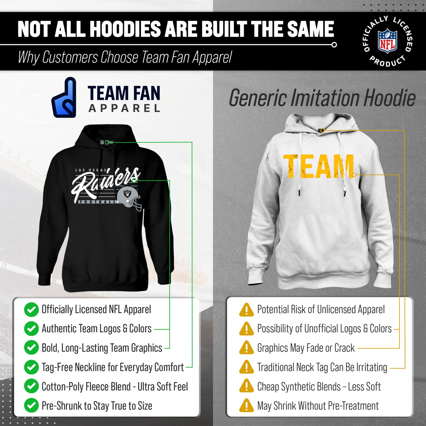 Las Vegas Raiders Ladies NFL Scrimmage Line Fleece Pullover Hooded Sweatshirt - Black