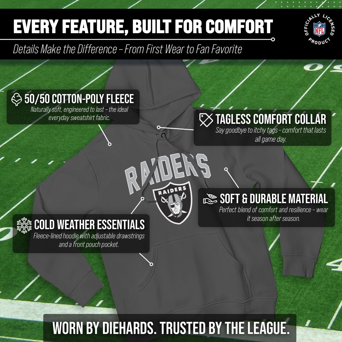 Las Vegas Raiders NFL Home Team Hoodie - Gray
