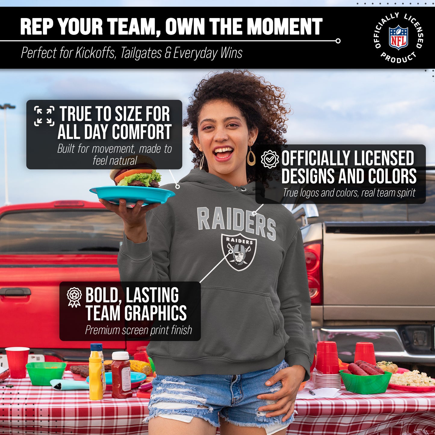 Las Vegas Raiders NFL Home Team Hoodie - Gray