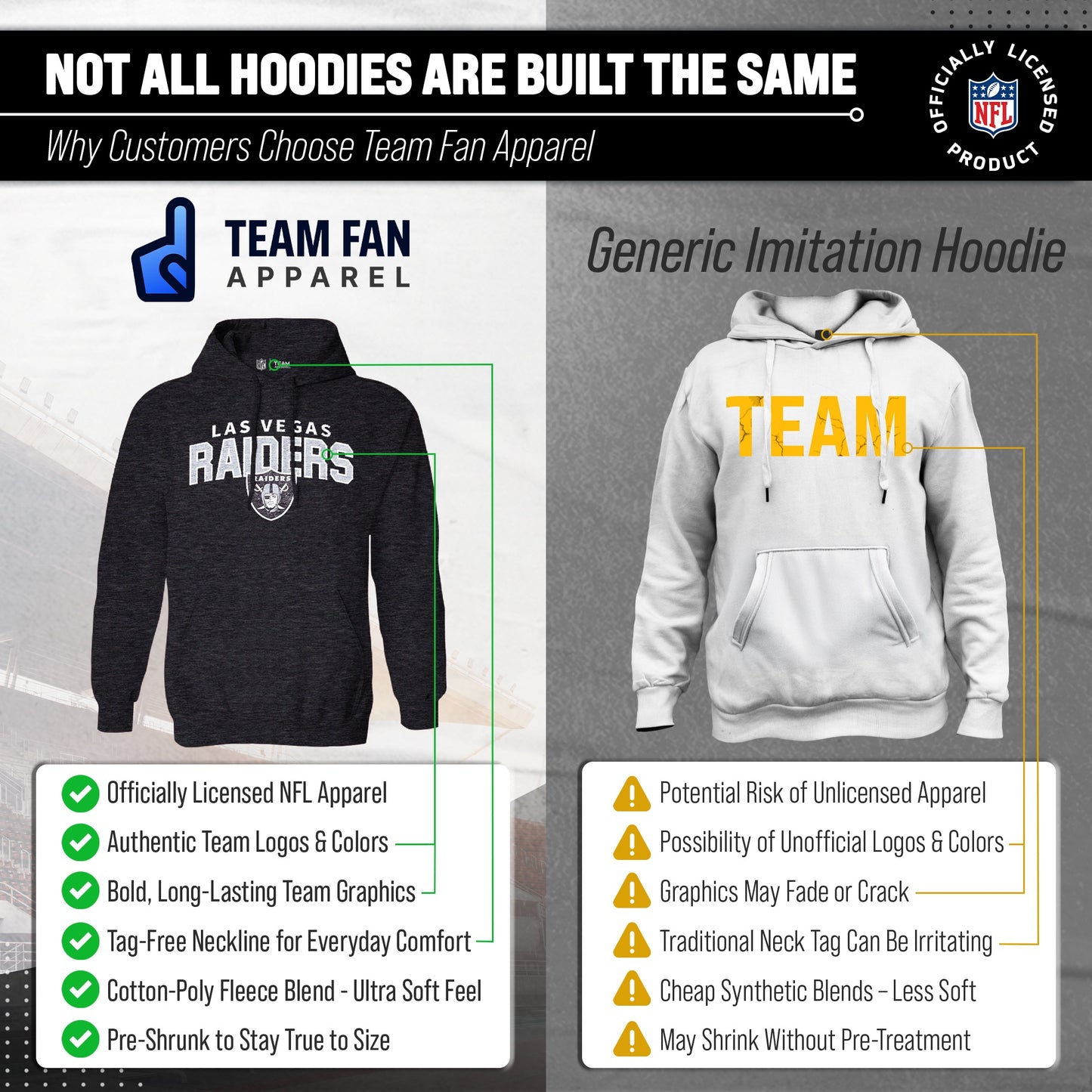 Las Vegas Raiders NFL Adult Unisex Starting Fresh Ultra Soft Fleece Hooded Sweatshirt - Black Heather