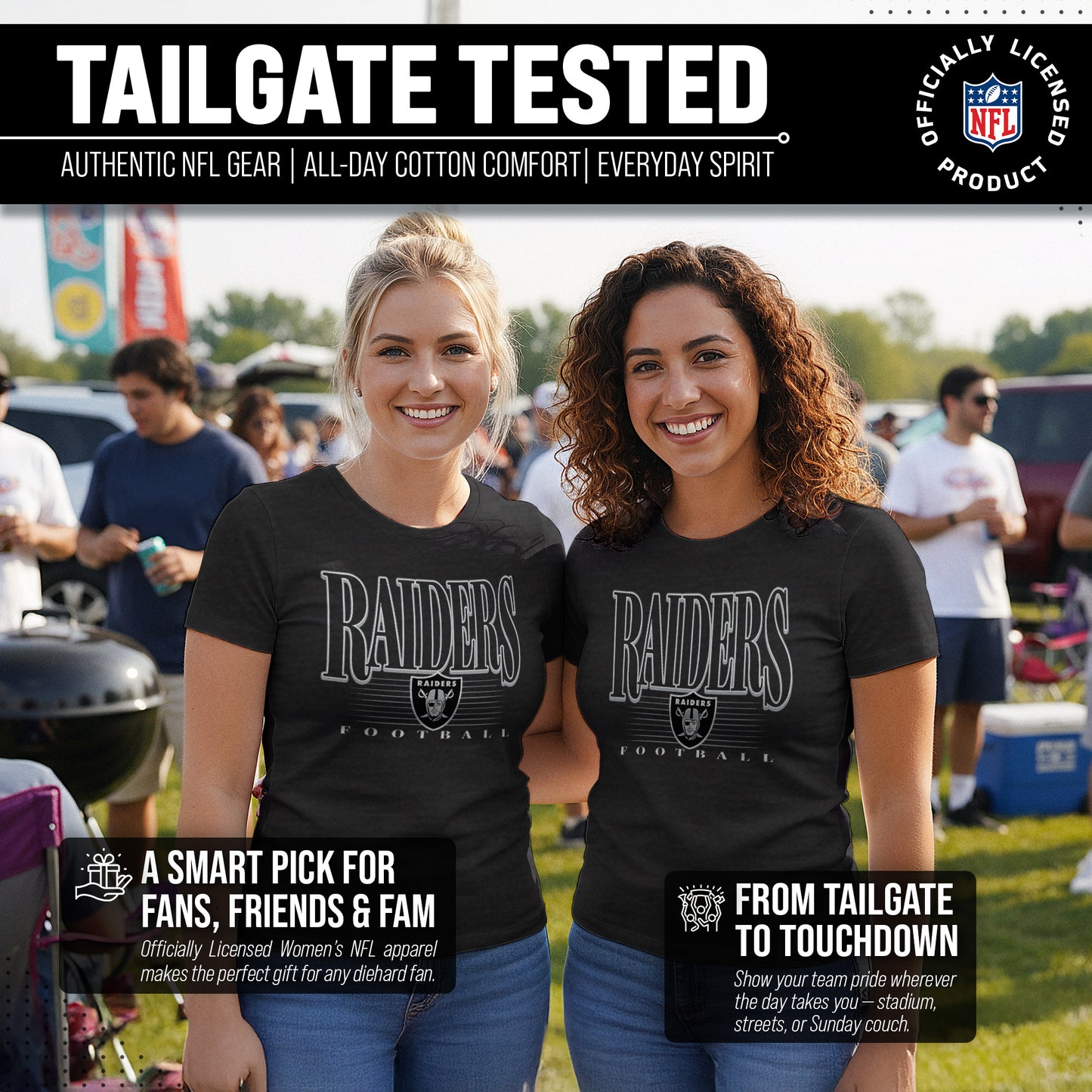 Las Vegas Raiders NFL Womens Overtime Blueprint Tag-Less T-Shirt - Black