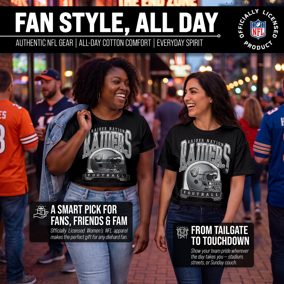 Las Vegas Raiders  Women's Franchise Helmet Crop T-Shirt Mock Neck - Black