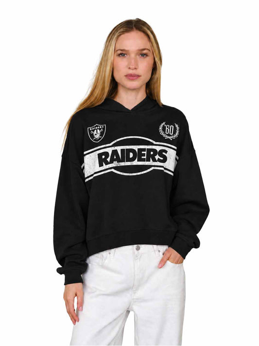 Las Vegas Raiders  NFL Women's Franchise Oversized Crop Hoodie Fleece - Black