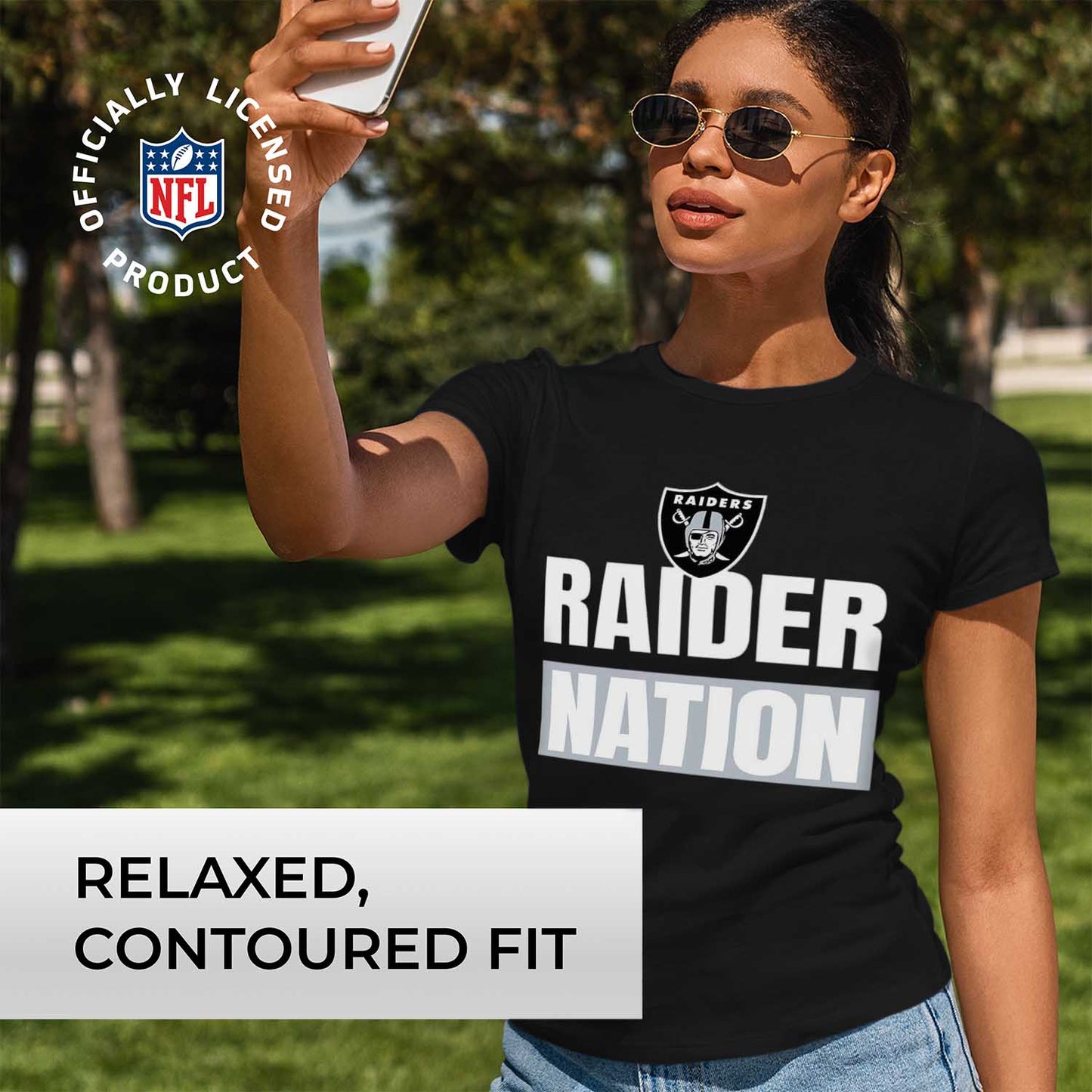 Las Vegas Raiders NFL Womens Plus Size Team Slogan Short Sleeve T-Shirt - Black