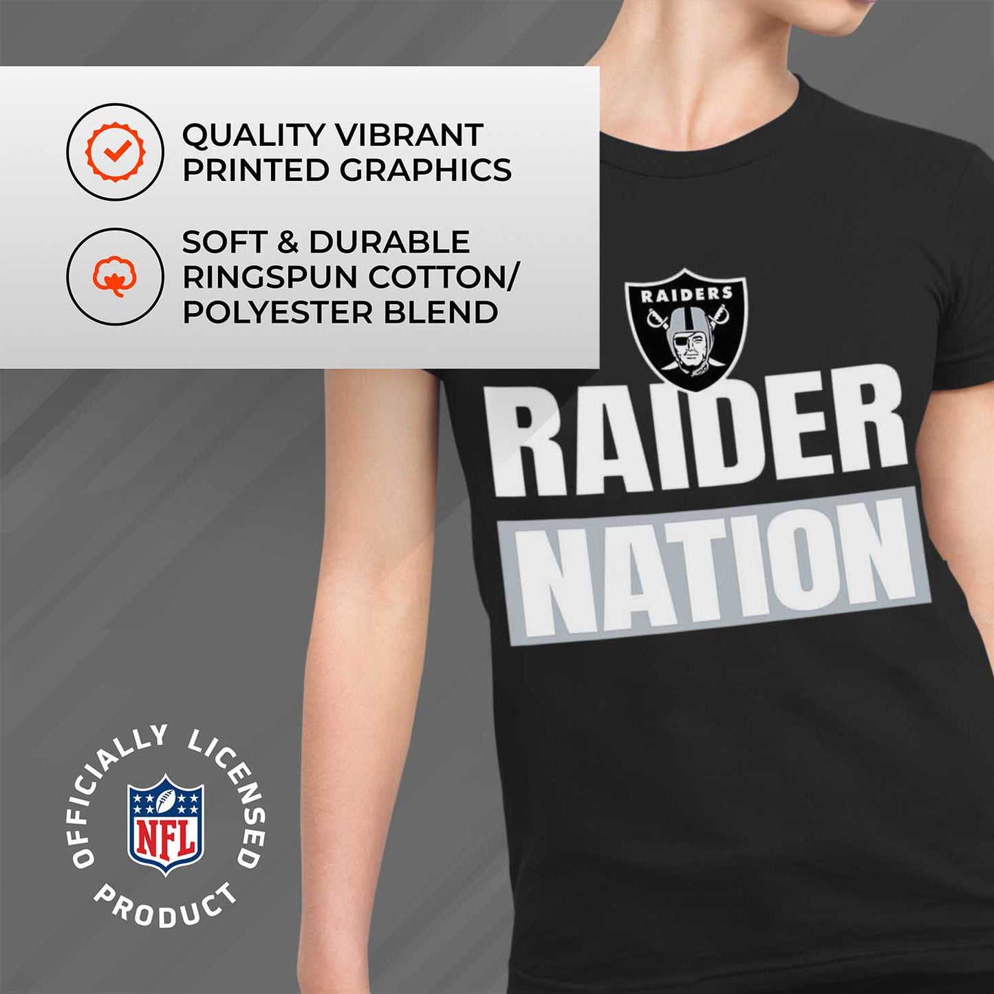 Las Vegas Raiders NFL Womens Plus Size Team Slogan Short Sleeve T-Shirt - Black