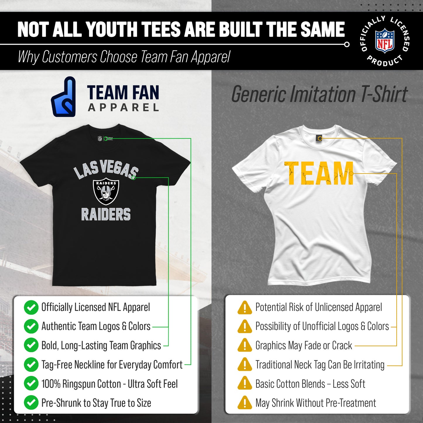 Las Vegas Raiders NFL Youth Gameday Football T-Shirt - Black