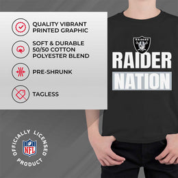 Las Vegas Raiders NFL Youth Team Slogan Short Sleeve Lightweight T Shirt - Black