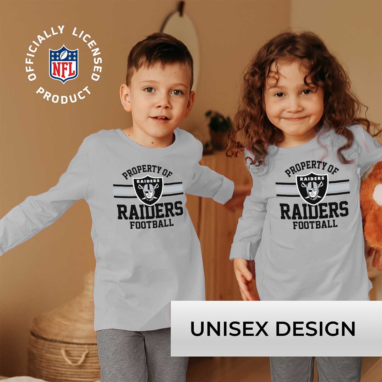 Las Vegas Raiders NFL Youth Property Of Crew Sweatshirt - Sport Gray