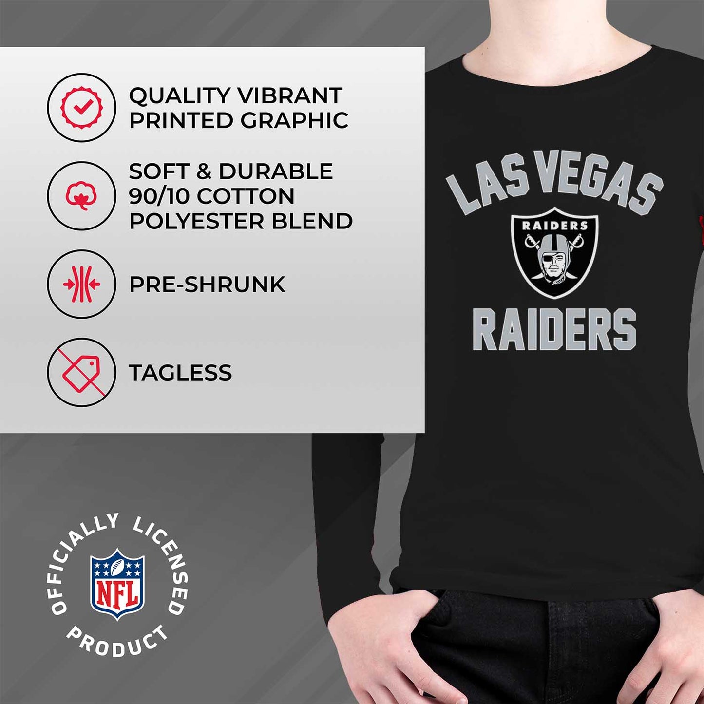 Las Vegas Raiders NFL Youth Gameday Crewneck Sweatshirt - Black