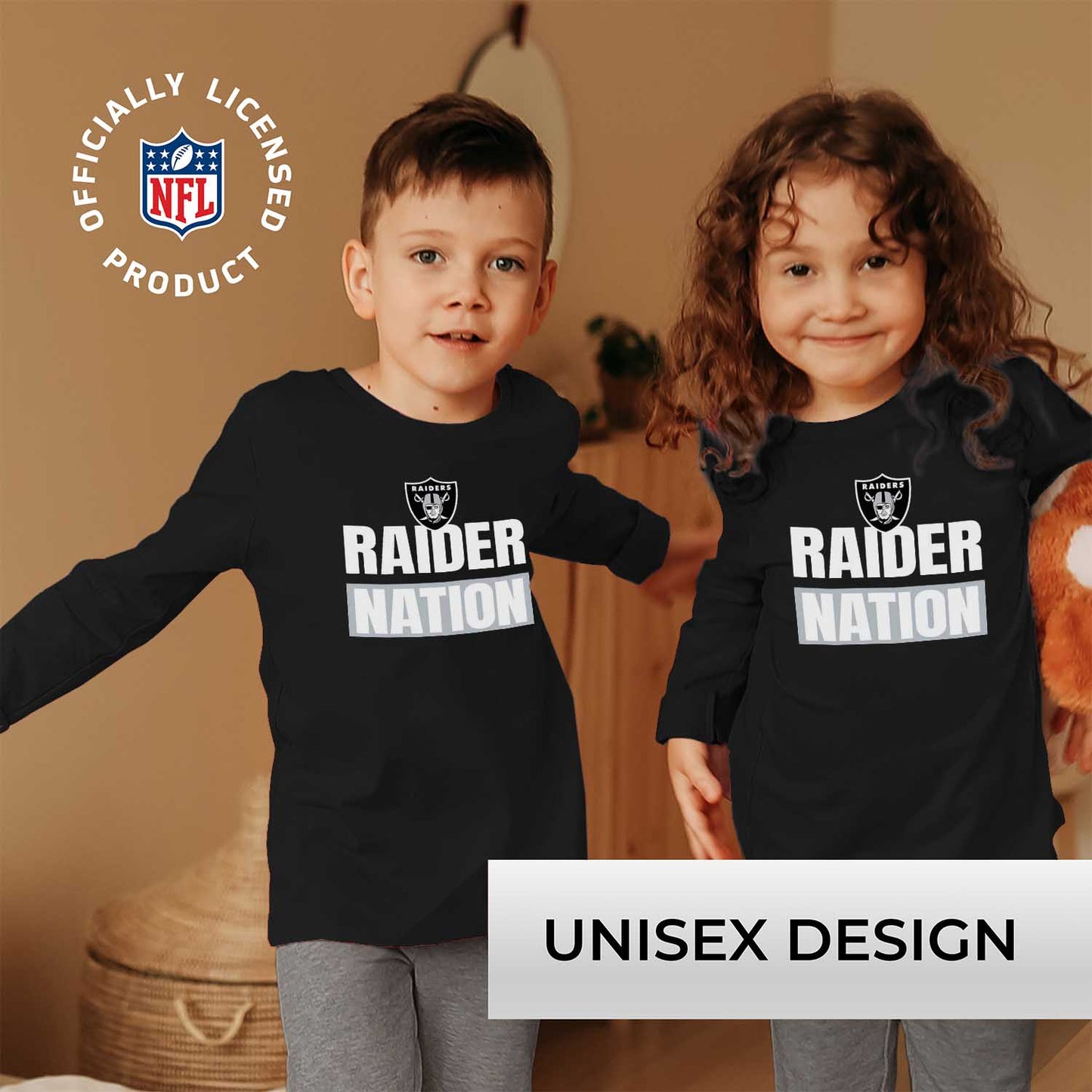 Las Vegas Raiders NFL Youth Team Slogan Long Sleeve Shirt  - Black