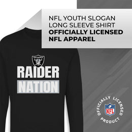 Las Vegas Raiders NFL Youth Team Slogan Long Sleeve Shirt  - Black
