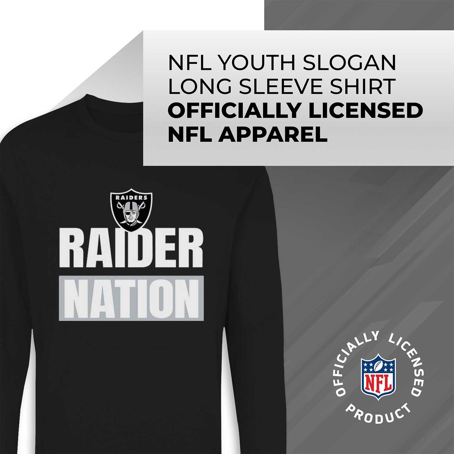 Las Vegas Raiders NFL Youth Team Slogan Long Sleeve Shirt  - Black