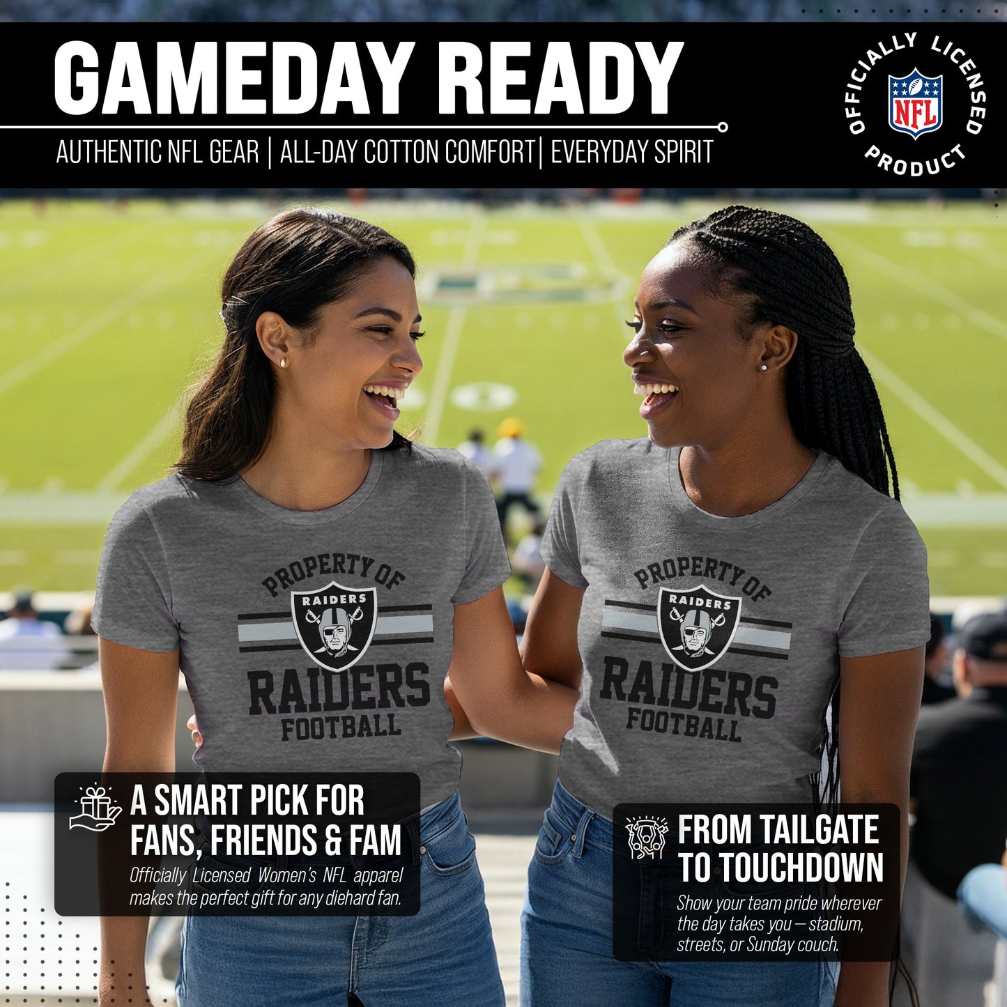 Las Vegas Raiders NFL Womens Short Sleeve Property of Tshirt - Gray