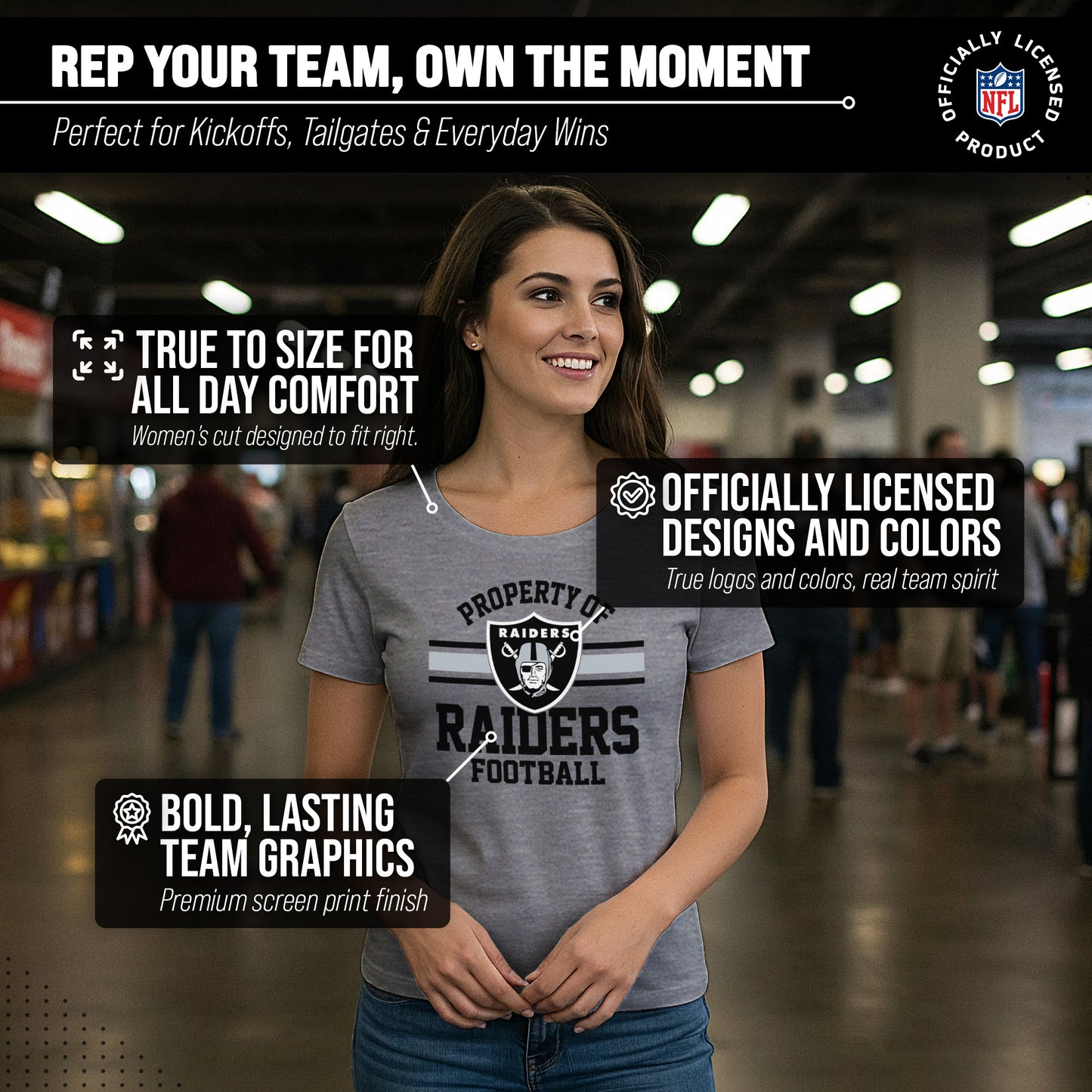 Las Vegas Raiders NFL Womens Short Sleeve Property of Tshirt - Gray