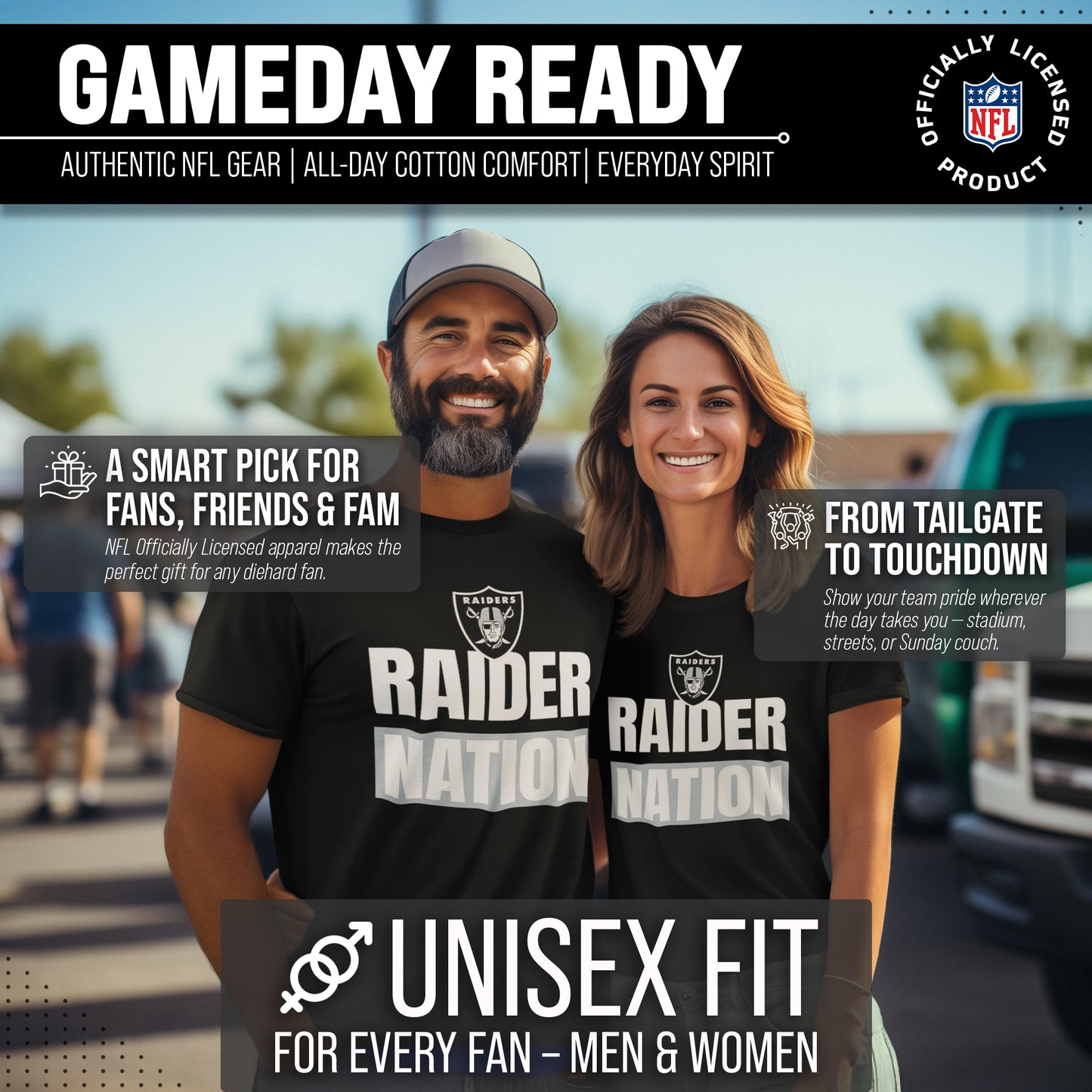 Las Vegas Raiders NFL Adult Team Slogan Unisex T-Shirt - Black