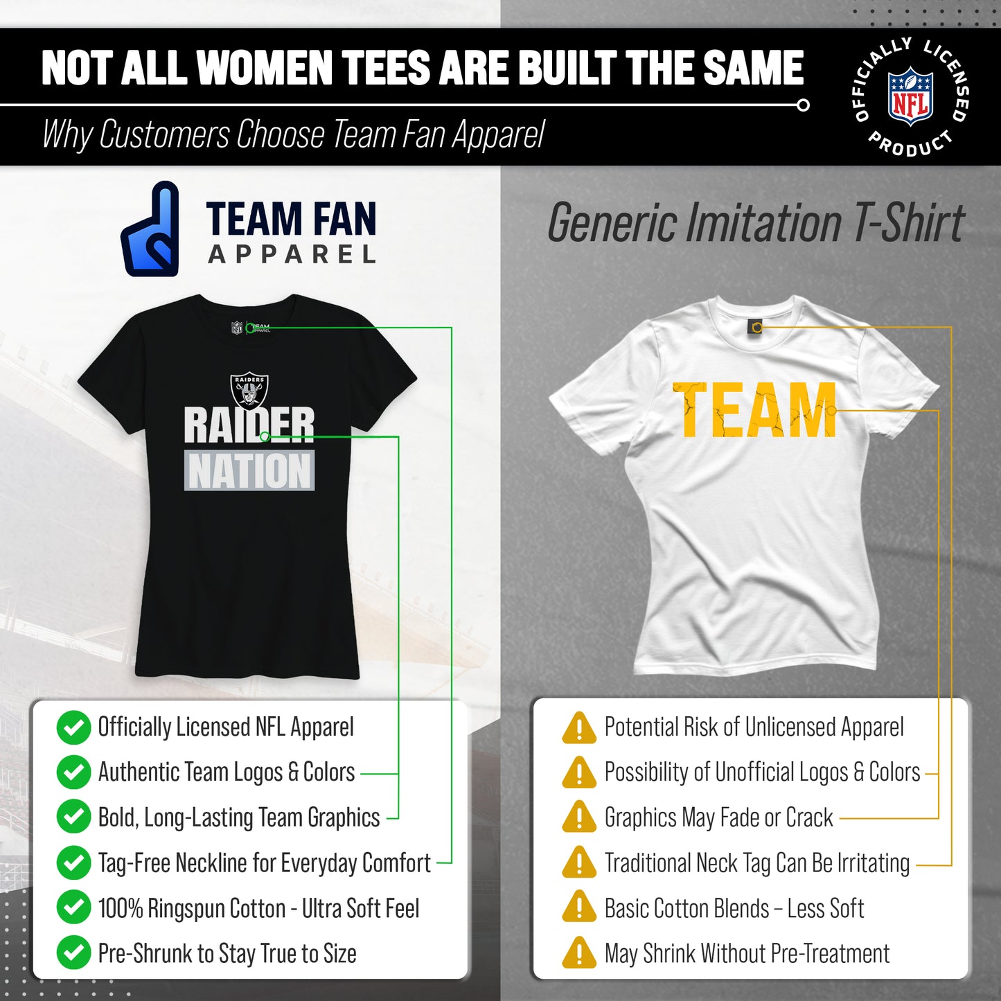 Las Vegas Raiders NFL Womens Team Slogan Short Sleeve Tshirt - Black