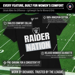 Las Vegas Raiders NFL Womens Team Slogan Short Sleeve Tshirt - Black