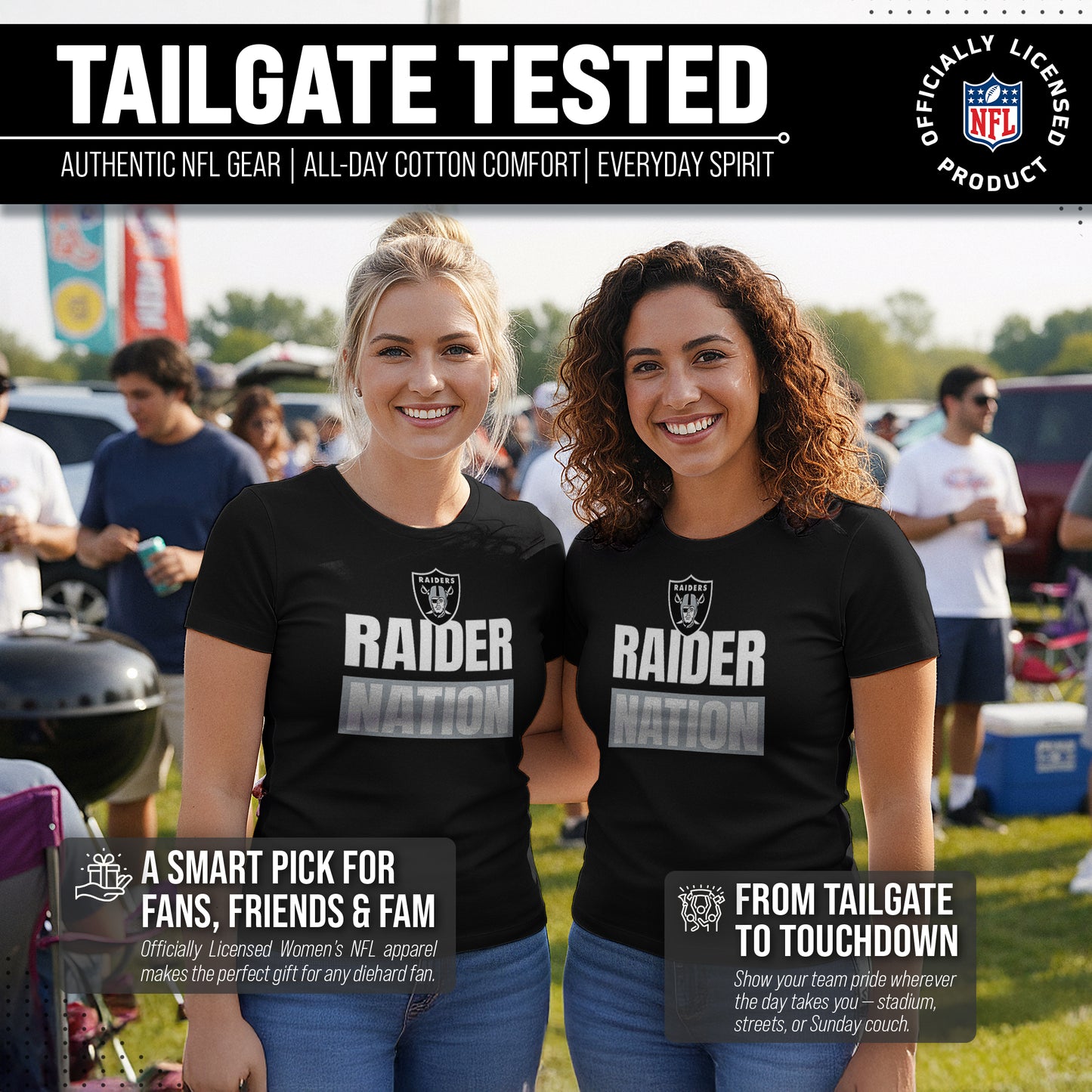 Las Vegas Raiders NFL Womens Team Slogan Short Sleeve Tshirt - Black