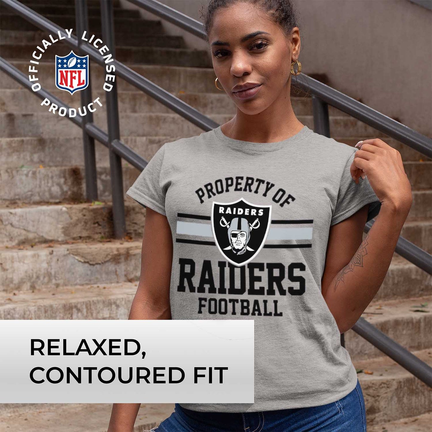Las Vegas Raiders NFL Women's Property Of Lightweight Plus Size T-Shirt - Sport Gray