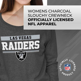 Las Vegas Raiders NFL Womens Team Block French Terry Slouchy Top - Charcoal