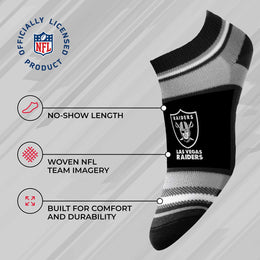 Las Vegas Raiders NFL Adult Marquis Addition No Show Socks - Black
