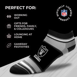 Las Vegas Raiders NFL Adult Marquis Addition No Show Socks - Black