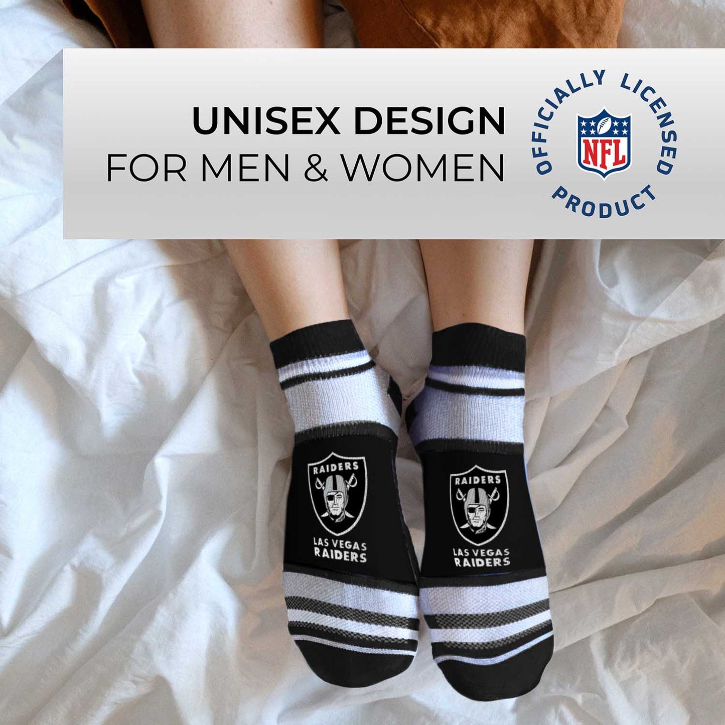 Las Vegas Raiders NFL Adult Marquis Addition No Show Socks - Black