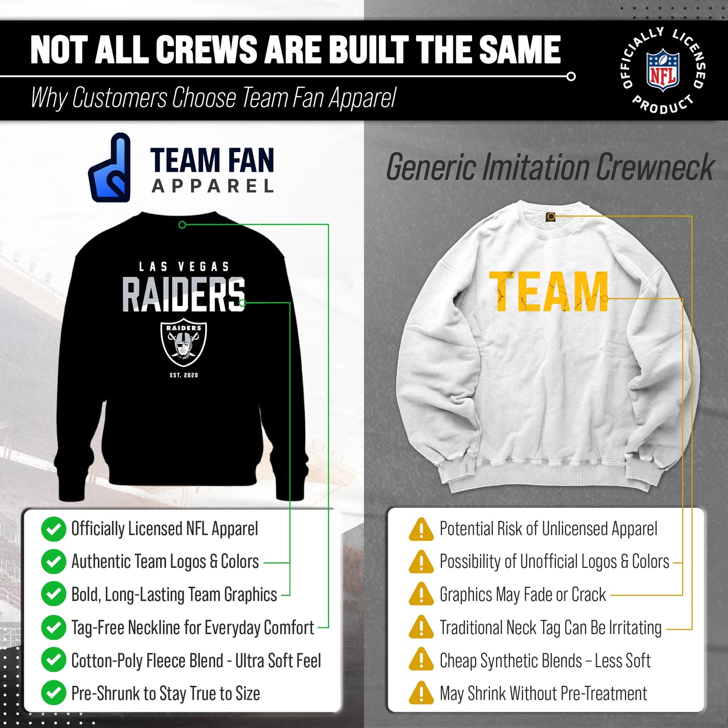 Las Vegas Raiders Adult NFL Diagonal Fade Color Block Crewneck Sweatshirt - Black