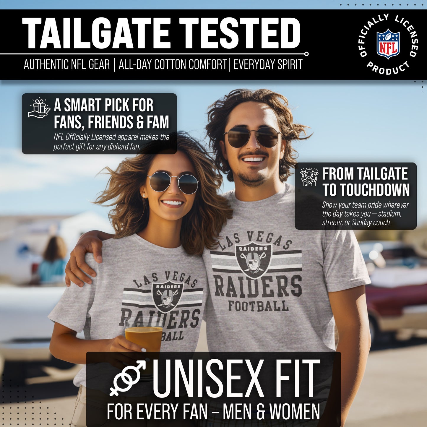 Las Vegas Raiders NFL Adult Short Sleeve Team Stripe Tee - Sport Gray